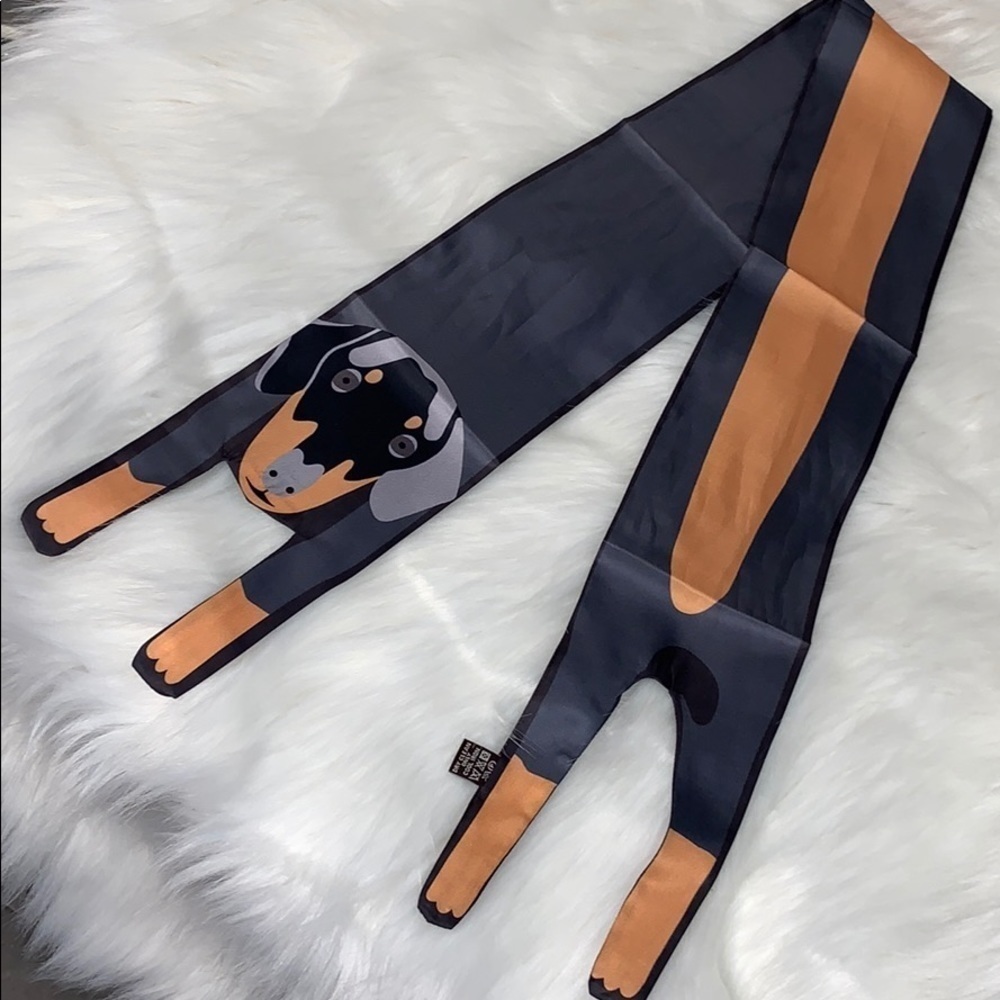 ADORABLE DACHSHUND DOXI DOG SKINNY SCARF BAG HANDLE WRAP HAIR TIE NECK BANDEAU - Picture 5 of 6